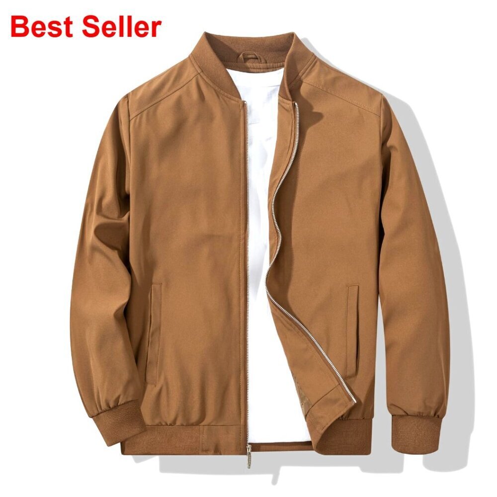 Lightweight Bomber Jacket Windbreaker Polyester Fabric Full Zip - Picture 1 of 6